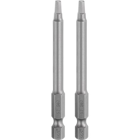 2Pcs Embout de Tournevis Carré Sq2 1/4" Tige Hexagonale Acier S2 (1/5)