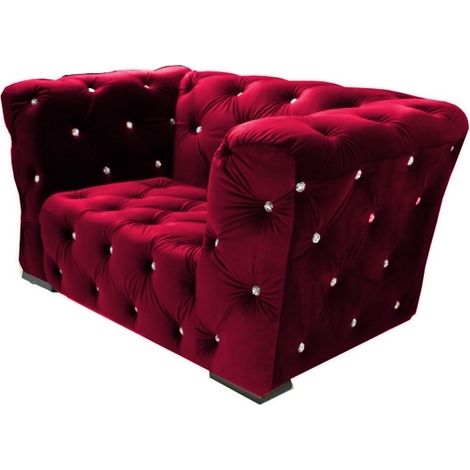 Fauteuil Velours Rouge Royal Chesterfield