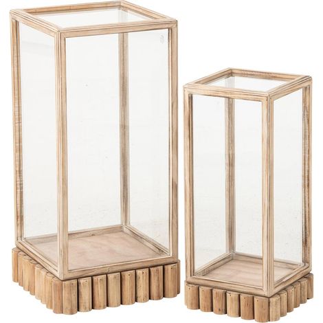 Lot de 2 Vitrines Déco en Bois "Sylvain" 66cm Beige (1/2)