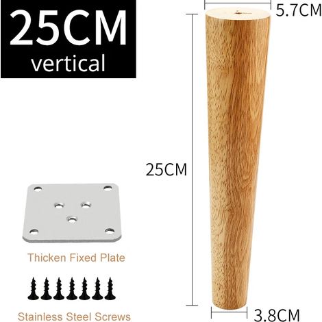 (Droite 25 cm, ensemble de 4 pièces) Meubles en bois massif naturel, accessoires de quincaillerie, pièces de rechange pour canapé-lit. (1/4)
