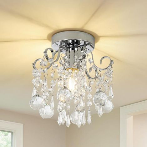 Salle de séjour Plafond lumière, Lustre en cristal moderne, Chrome Flush Mount Plafond lumière avec perles en cristal K9 (1/4)