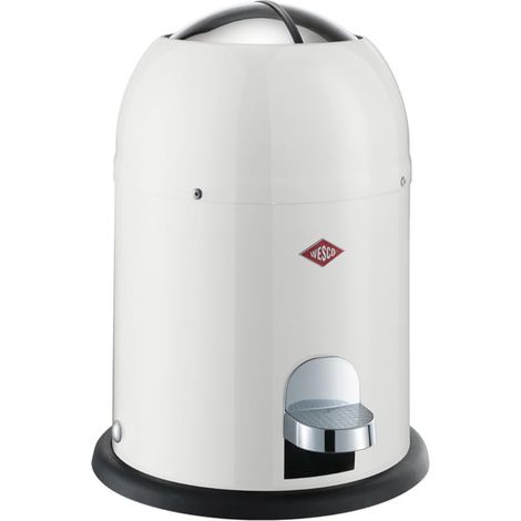 Mini Master Poubelle de salle de bain, blanche, tôle d'acier revêtue par pulvérisation, volume 6 litres, insert en plastique, pédale (1/5)