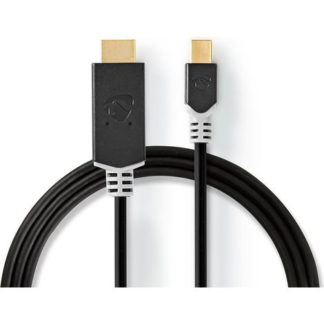 Cable mini displayport displayport 14 mini displayport hane contacto hdmi 48 gbps guldplaterad 200 metros redondo pvc antracita manga de plastico