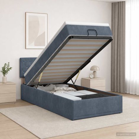 Cama tipo otomana con colchón y LED Gris oscuro 100 x 200 cm (1/5)