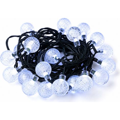 Guirlande LED Étanche à Grandes Boules Bulles, Lumière Blanche, 40 LED, Télécommande, USB ou Piles (1/5)