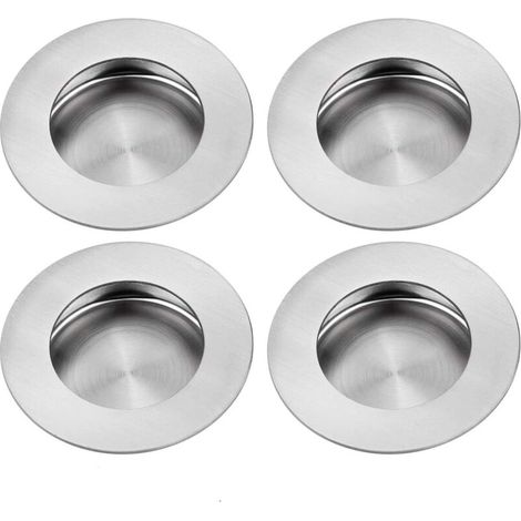 Poignées de tiroir encastrées rondes en acier inoxydable (4 pièces argent) (1/4)