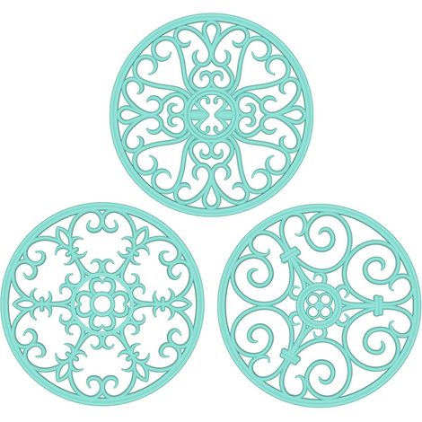 Tapis de dessous de plat en silicone 7,87 "Coussinets chauffants multi-usage, résistant à la chaleur et antidérapant, flexible et durable pour les tables de comptoir de vaisselle, ensemble de 3 (vert) (1/5)