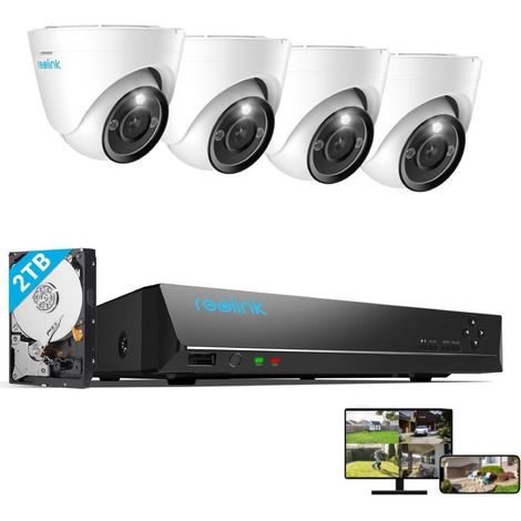 Reolink 12MP Überwachungskamera Set Outdoor, 4X 12MP PoE Dome Überwachungskamera+8CH 2TB HDD NVR, Personen-/Fahrzeugerkennung, 30m Nachtsicht, 24/7 Schutz (1/5)