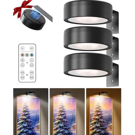 3 Pcs Luminaire Magnétique avec Télécommande, 3 Modes d'Éclairage pour Photos et Peintures Murales (1/5)