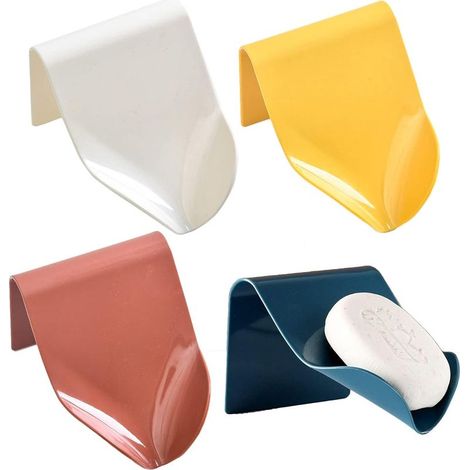 Set di 4 portasapone con scolo per doccia, bagno, vasca da bagno, cucina portasapone adesivo da parete supporto multifunzionale per telefono. (1/5)