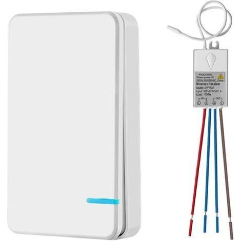 Mini interrupteur sans fil avec mini récepteur - Interrupteur sans fil - Pour l'extérieur - 400 m - 40 m - Télécommande RF 433 MHz - Lampe LED IP54 - Protection contre la vapeur (1/4)