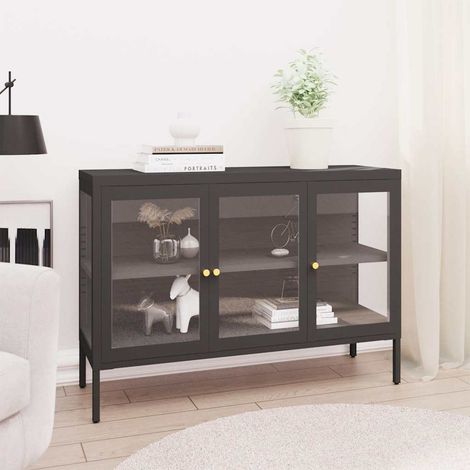 vidaXL Buffet Anthracite 105x35x70 cm Acier et verre (1/5)