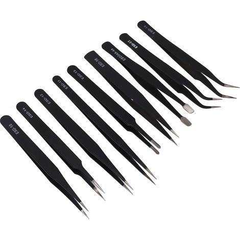 Kit de 9 Pinces de Précision Antistatiques pour Soudure et Réparation Électronique (1/5)