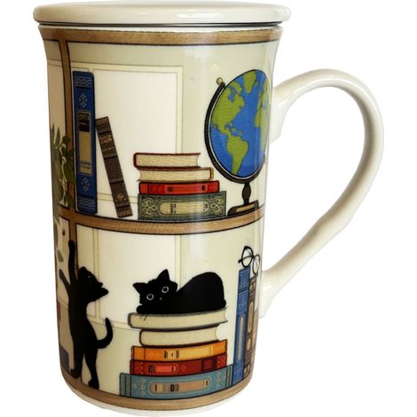 Tisanière chaton dans la bibliothèque avec infuseur (1/2)