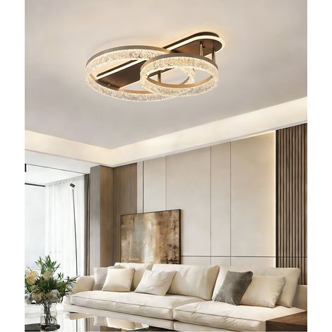 Elegante LED Kristall-Deckenleuchte im Doppelring-Design, 158W Leistung, 3 einstellbare Farbtemperaturen, Kombimaße Ø 40 + 50 cm, einfache Bedienung per Wandschalter für moderne Wohnräume