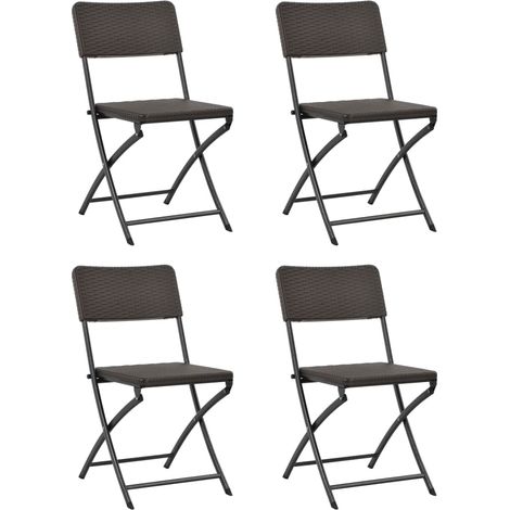4 pcs Chaises pliables de jardin, Chaises de jardin à dîner, Fauteuils de jardin PEHD et acier BGT21091 (1/5)