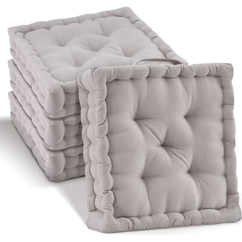 Lot de 4 coussins de sol Coussin d'assise Mila, 50x50cm, taupe