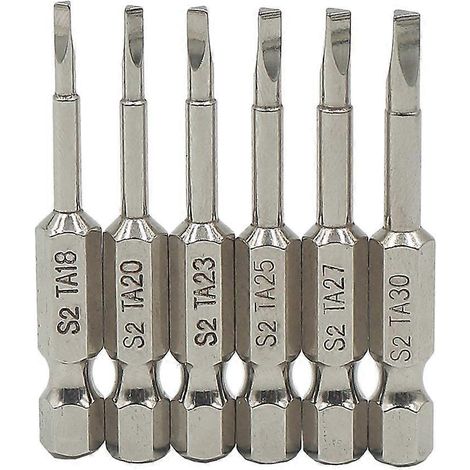 Lot de 6 tournevis magnétiques à embout triangulaire 1/4" en acier S2 avec poignée antidérapante et visserie hexagonale. Accessoires pour outils électroportatifs. (1/5)