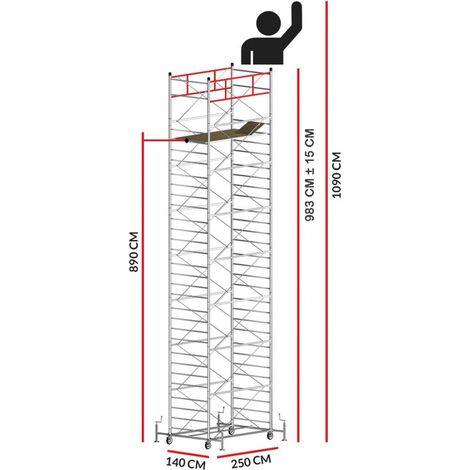 Echafaudage TITANIUM PRO (Hauteur de travail 10,90 m)
