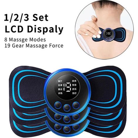 Massaggiatore cervicale con schermo LCD, massaggiatore elettrico a 3 parti, ricaricabile tramite USB, cerotto per massaggio cervicale EMS per alleviare il dolore. (1/5)