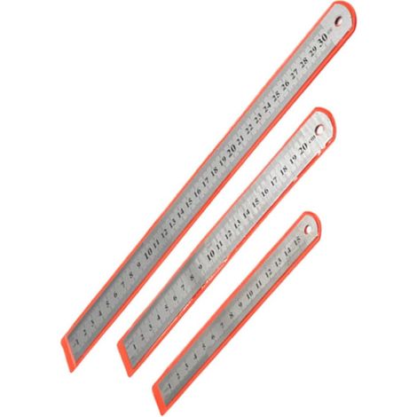 Règle métallique à double échelle en acier inoxydable (3 pièces) (1/5)