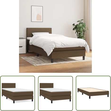The Living Store Boxspringbett mit Matratze Dunkelbraun 100x200 cm Stoff - Boxspringbett - Doppelbett - Bettenrahmen - Lattenrost - Matratze (1/5)