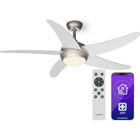 Klarstein ventilateur de plafond intelligent 132 cm avec lumiere, moteur à courant continu, mode éte-hiver - ventilateur poele à bois idéal pour un confort optimal