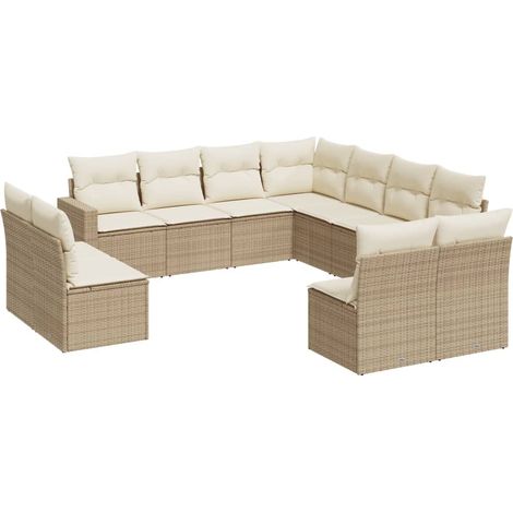 Maison Exclusive - Set de sofás de jardín 11pzas con cojines ratá (1/5)