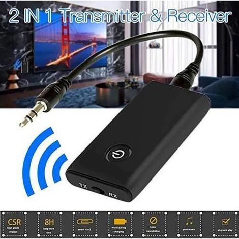 Bluetooth 5.0 Transmetteur sans Fil Récepteur Audio Jack 3,5mm Aux Adaptateur Bluetooth Câble Audio pour Haut-Par (1/3)