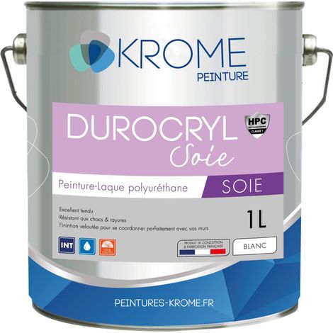 Krome Durocryl Soie Laque Acrylique Polyuréthane - Intérieur et Extérieur  Conditionnement: 1L - Couleur: BLANC (1/4)