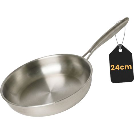 VENTEO Poele Inox 24cm Plaque induction 2 feux Poele Induction Durable et Résistant (1/5)