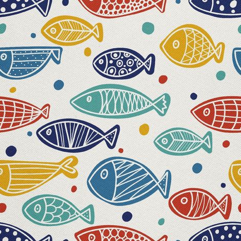 Telas decorativas para exteriores Oxford - estampado de peces coloridos (1/5)
