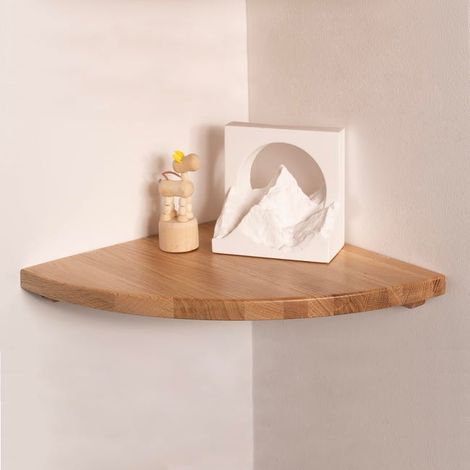 22 cm Eckwandregal aus Eiche, schwebendes Holzregal für Pflanzen, Bilderrahmen, Küchen- und Wohnzimmerdekoration, 1 Stück (1/5)