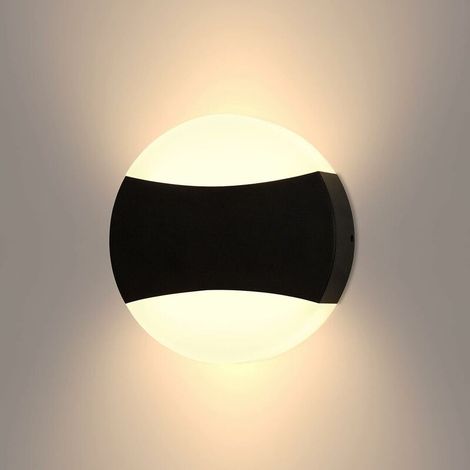 VURAHOME - 12W Applique Murale Exterieur/Interieur LED IP65 3000K Blanc Chaud Moderne Noire Étanche 13cm Applique Lumineuse pour jardin terrasse garage Forme ronde (1/5)