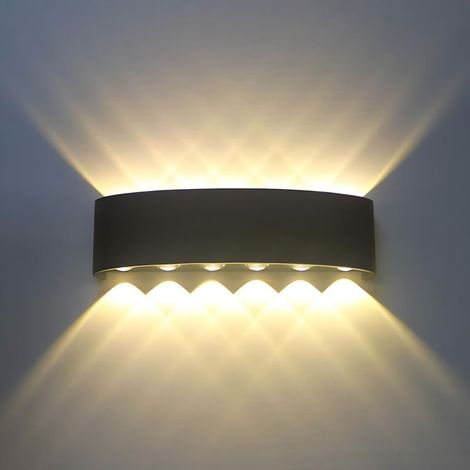 Applique murale intérieure LED en aluminium - Noir 12W – Convient aux chambres, salons et couloirs – Lumière à tons chauds, facile à installer. (1/2)
