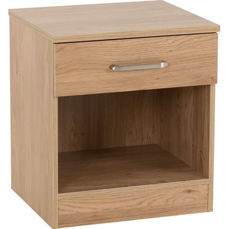 Dakota 1 Drawer Bedside - L36 x W40 x H46 cm - Oak