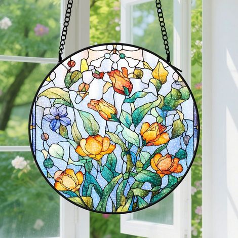 Suspension en vitrail - Attrape-soleil élégant minimaliste unique, décoration fenêtre jardin, cadeau Anniversaire pour femme, homme, tante 12,5 cm (1/5)