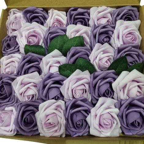 Roses Artificielles - Tige en Mousse PE - Diamètre 8 cm - Feuillage Vert - Pour Décoration Florale DIY, Centres de Table Mariage, Couronnes, Bouquets et Décor Intérieur - 25 Pièces (1/3)