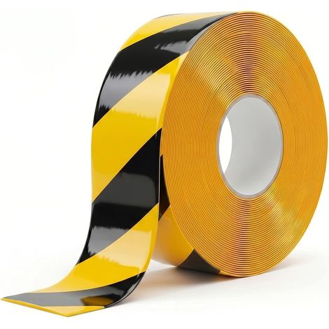 Ruban de Marquage au Sol Noir et Jaune Extra Épais 1,1 mm et Résistant 50 mm x 30 m pour Entrepôt et Industrie