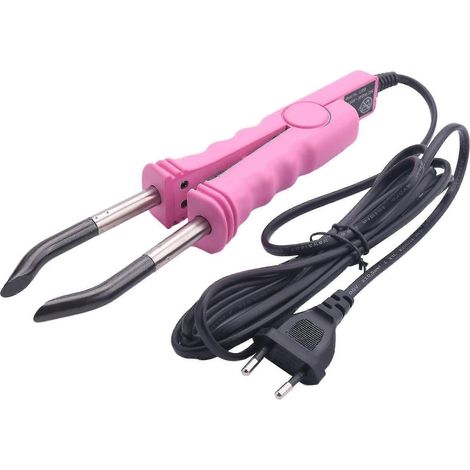 Fer à lisser pour extensions de cheveux, outil de fixation à la kératine, connecteur chauffant rose, prise européenne (1/5)