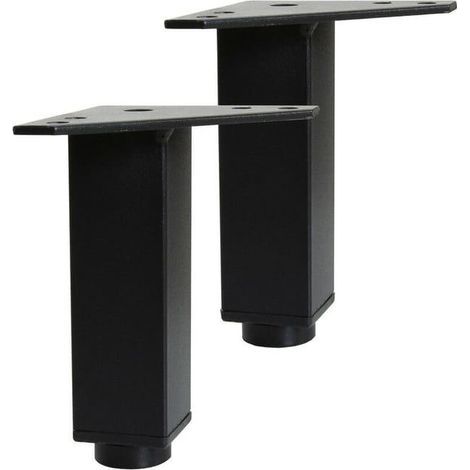 Pieds réglables- Jeu de 2 pieds réglables pour Meuble de Salle de Bain - Noir Mat (1/3)