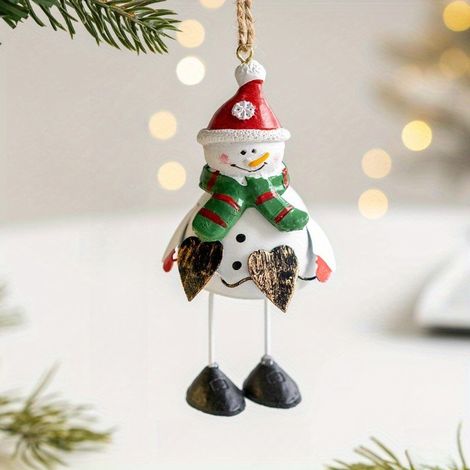 Pendentif mignon en résine représentant un Père Noël, un bonhomme de neige et un élan, décoration pour sapin de Noël, pieds suspendus en fer forgé, style hangi pour homme (1/5)