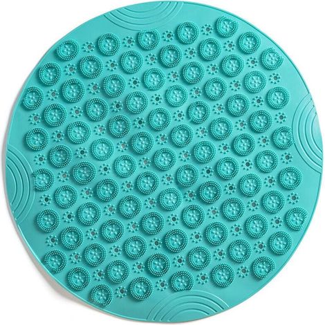 Tapis de Bain de Massage Rond Tapis Douche Antidérapant Tapis de Salle de Bain Tapis de Douche Lavable en Machine Tapis de Baignoire avec Trous de Drainage et Ventouses,55x55cm,Vert, 1 (1/4)