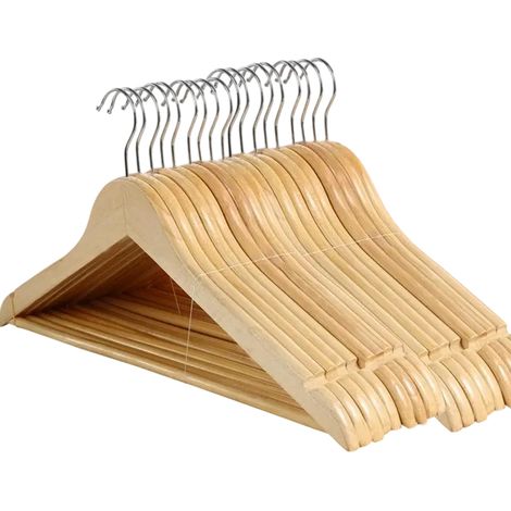 Cintre en bois massif antidérapant, cintre d'hôtel en bois sans couture, pince à pantalon, support à vêtements, cintre rétro pour vêtements d'enfants (1/5)