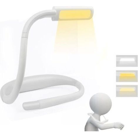 Pr Rechargeable Neck Reading Lamp, LED Reading Light, Reading Lamp for Reading in Bed, Adjustable Brightness, 3 Colors, Flexible Arm, for Knitting, Repairing, White (1/5)
