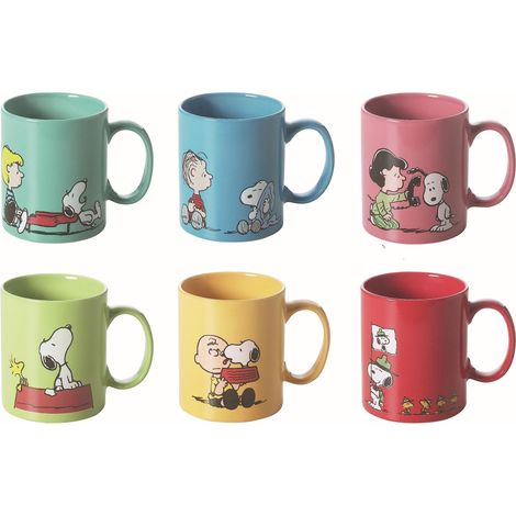 Excelsa Peanuts Set 6 Tazze Mug, Ceramica, Multicolore, Capacità: 350 ml, 6 unità (1/3)