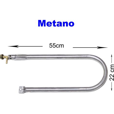 Bruciatore a gas Gpl Metano per barbecue pietra ollare piastra ghisa scegli la misura e il rubinetto : 55x22 cm metano