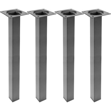 Pieds de meuble carrés en acier noir 40cm – Lot de 4 – Fixation facile sur surfaces planes – Charge max 75kg par pied – Primematik