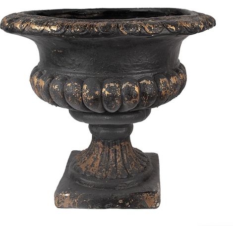 Pot de Fleurs Noir en Magnésium Aspect Pierre Style Antique pour Intérieur Ø 52 x 47 cm - PANGIVO (1/5)