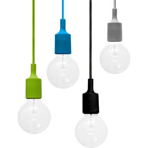Plafoniera design in silicone e filo tessuto blu